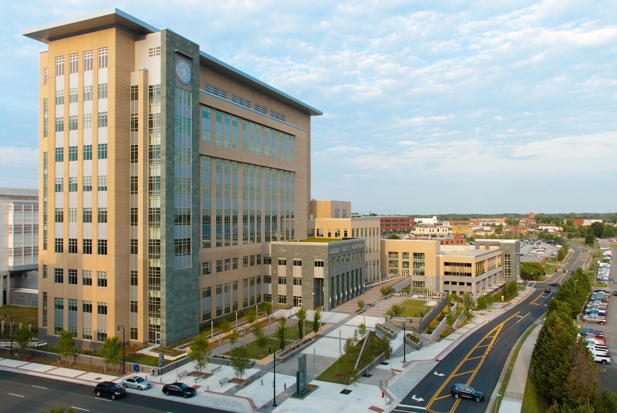 North Carolina civic courthouse skyline