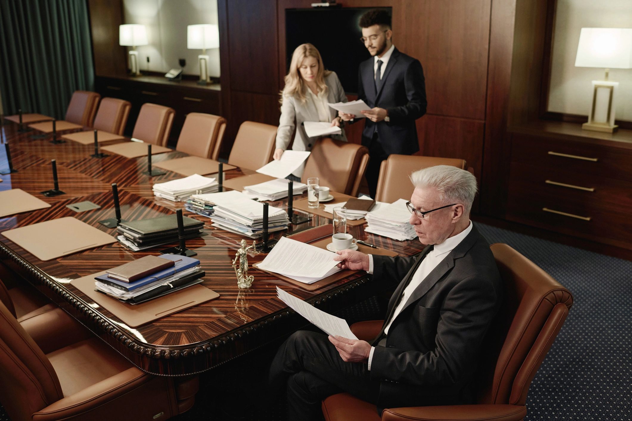 Professional meeting image representing town leadership