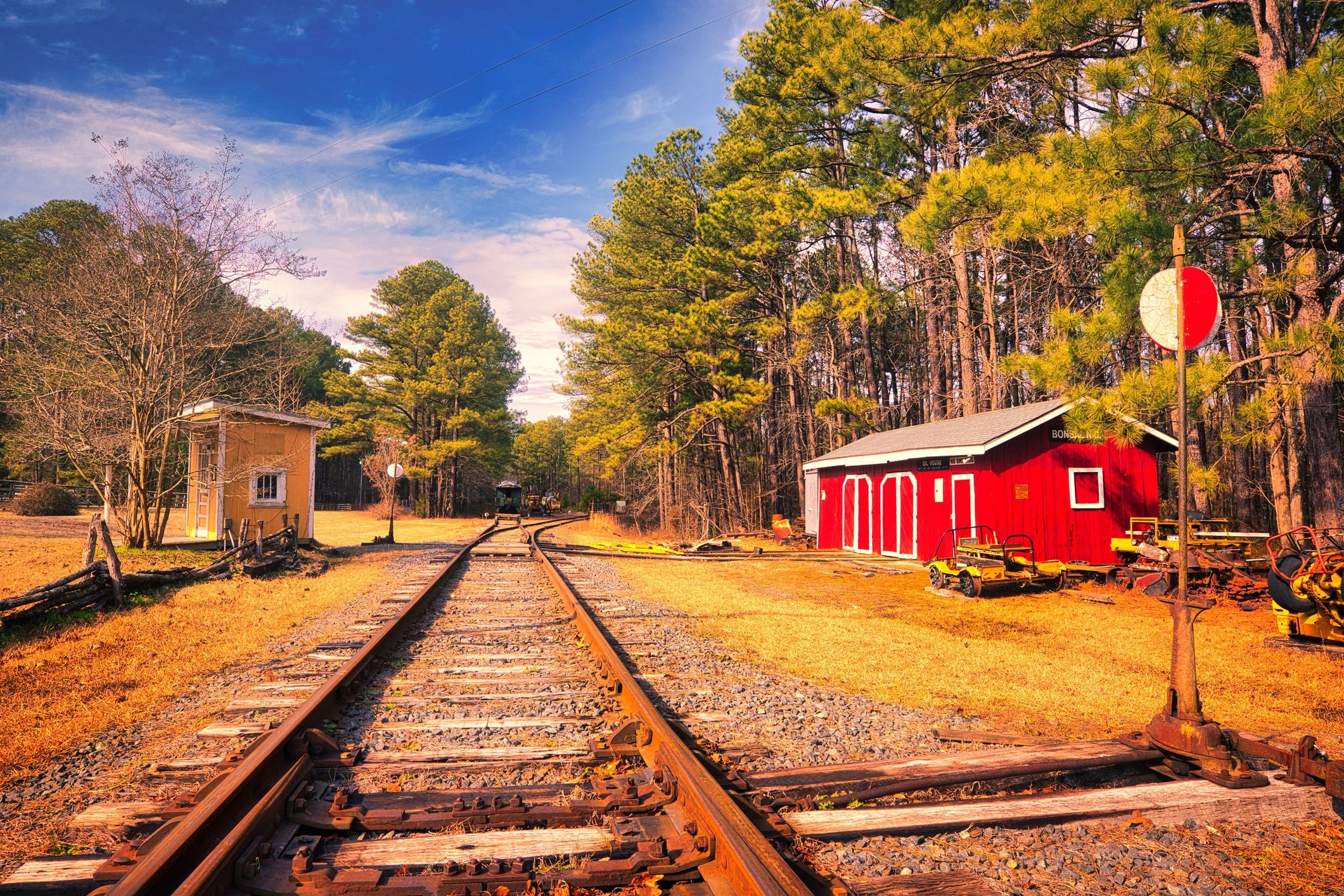 Historic railroad tracks in North Carolina