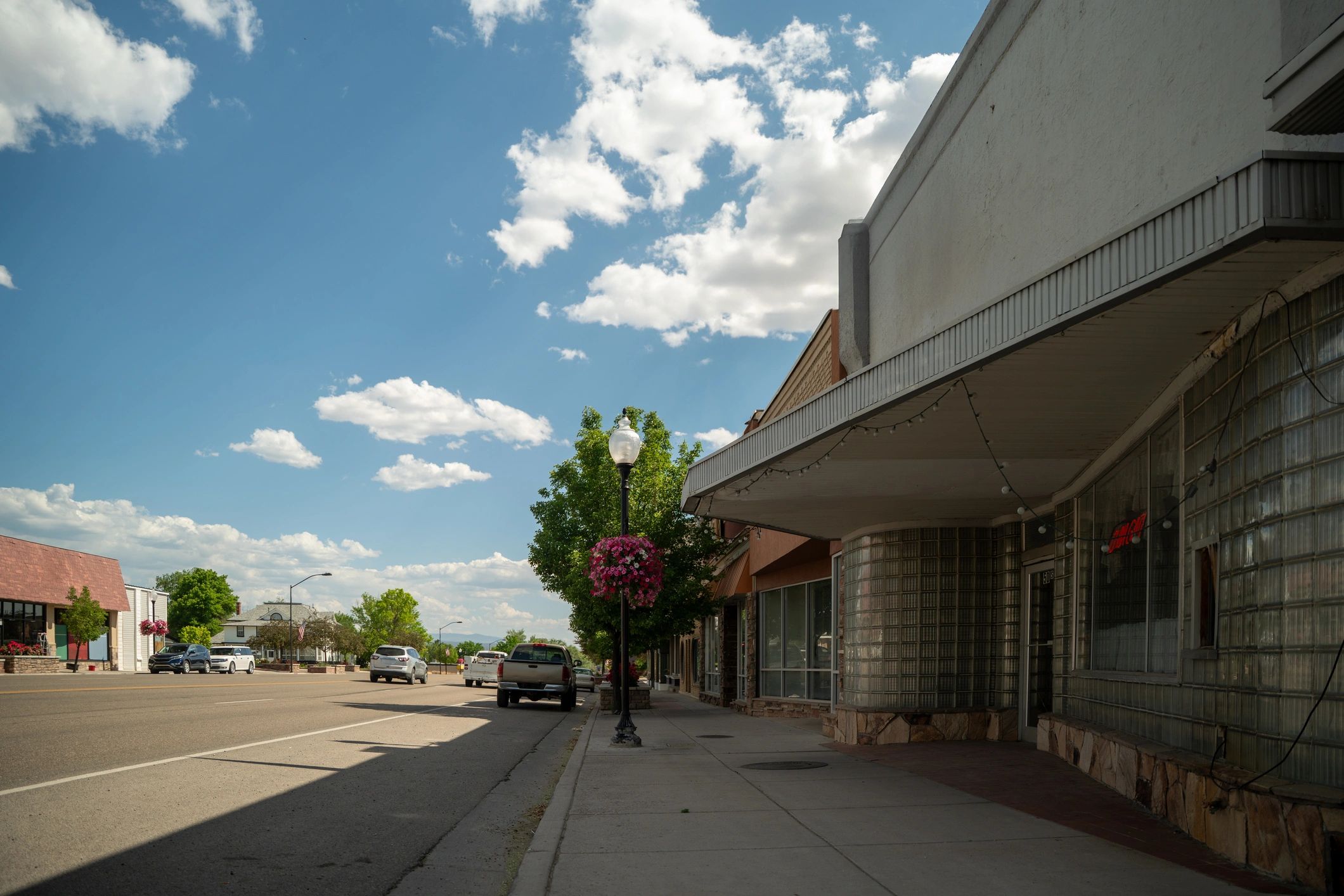 Small town main street and civic area