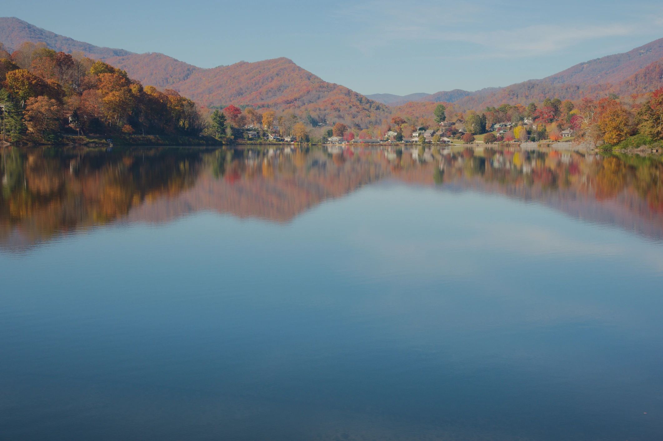Lakeside mountain scenery in North Carolina